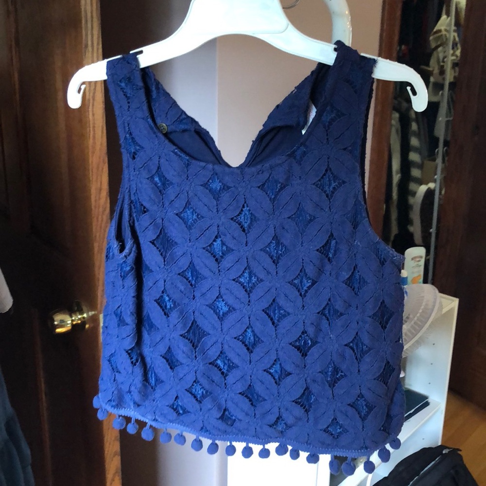 Blue lace cropped top